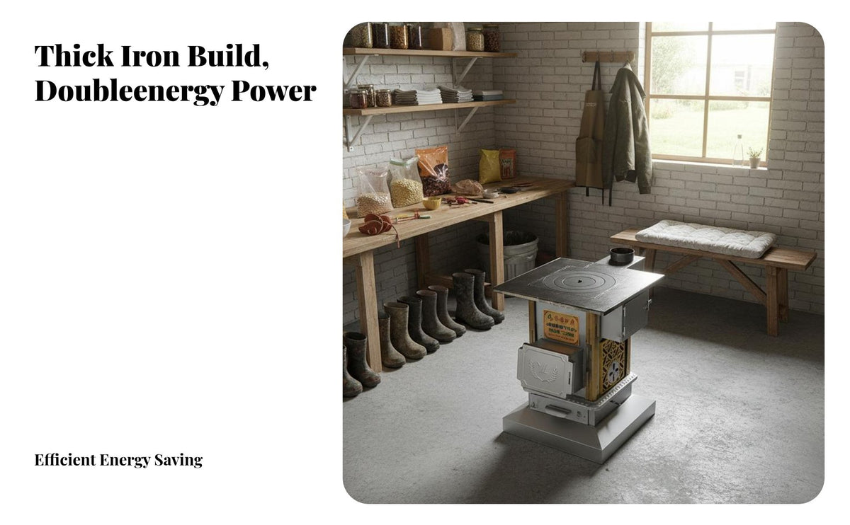 Thickened doubleenergy Gasification Stove, Smokeless Wood Heater, Indoor Movable Cooking Station