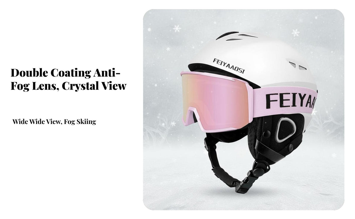 Ski Helmet, Integrated winter Goggles, Unisex Protective Gear Set Adjustable Fit