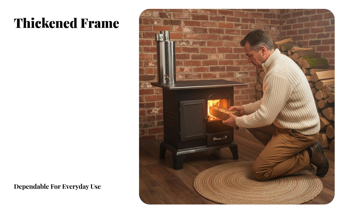Indoor Wood Stove, Thickened Smokeless Heater, Multi-Use Rural Fireplace