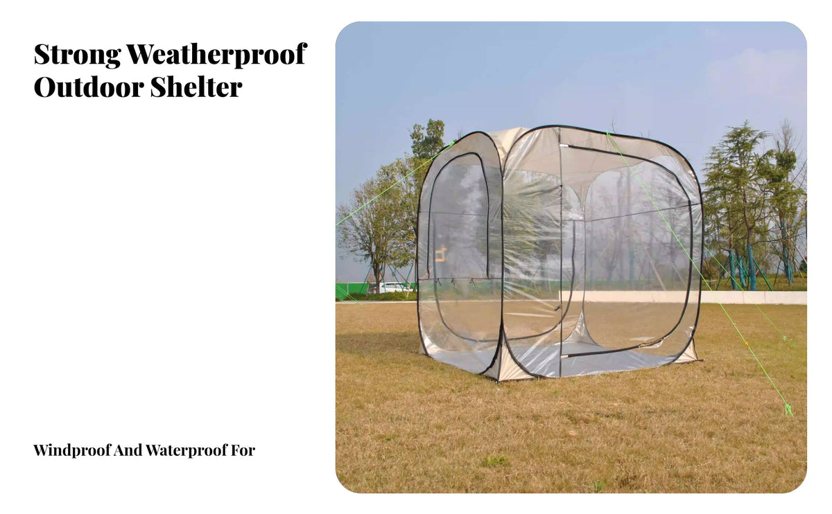 Automatic Transparent Tent, Rainproof quick-setup Sunroom, PVC, Windproof, Family Outdoor Shelter