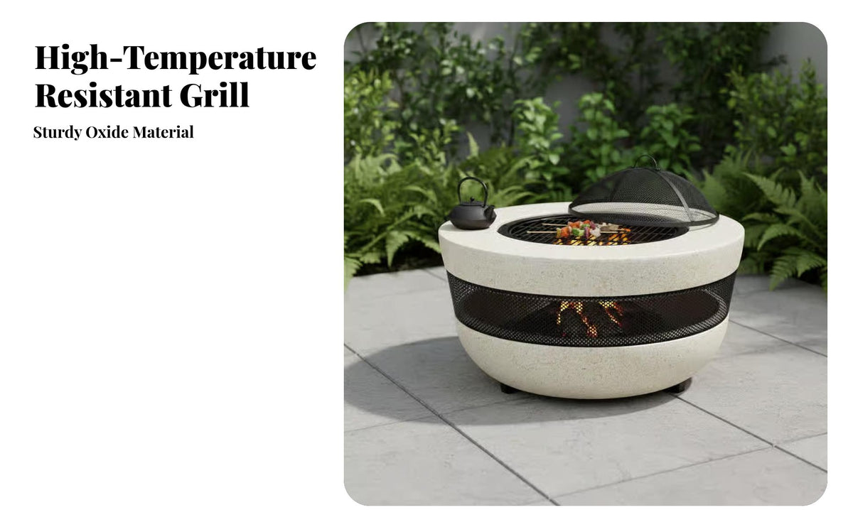 Outdoor Fire Pit Grill Table, Multi-Functional Heating & Tea Indoor Home Barbecue, Carbon Electric Combo