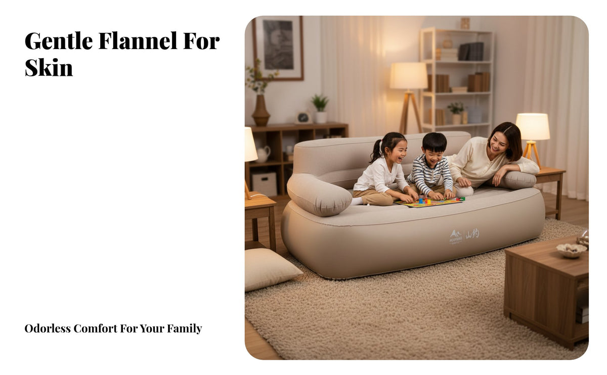 Inflatable Sofa Bed, Outdoor Portable Folding Air Mattress, Automatic Pump, Camping, Home, Double level