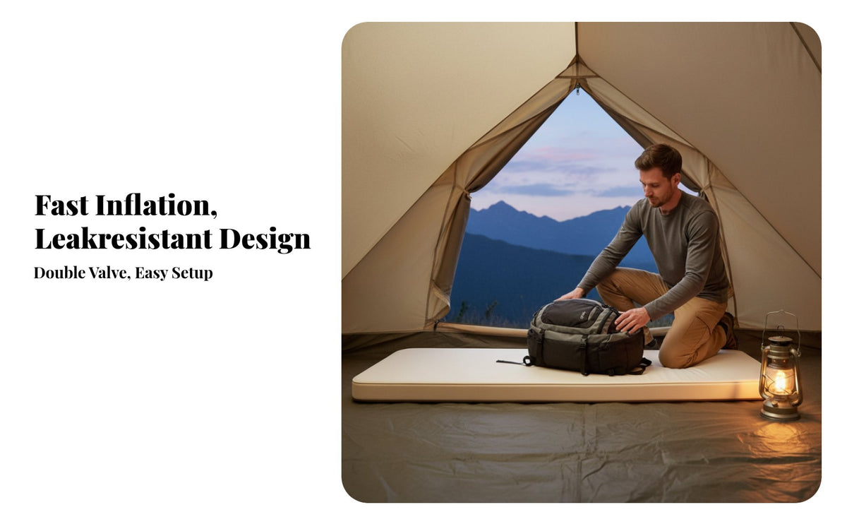 Polyester Fiber Inflatable Mat, Sponge Automatic Air Mattress, Camping Outdoor Sleeping Pad