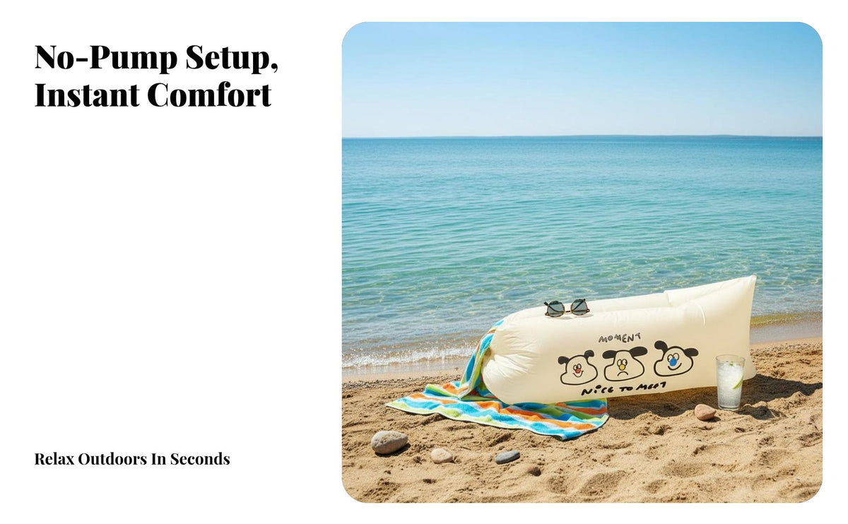 Lazy Air Sofa, Outdoor Portable Folding Inflatable Bed, No Pump Needed, Camping outing Gear