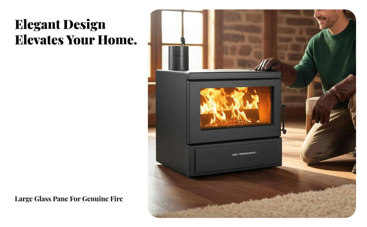 Wood Burning Fireplace, Indoor Heating Stove, Large Viewing viewing panel, Home, Villa, Commercial Use
