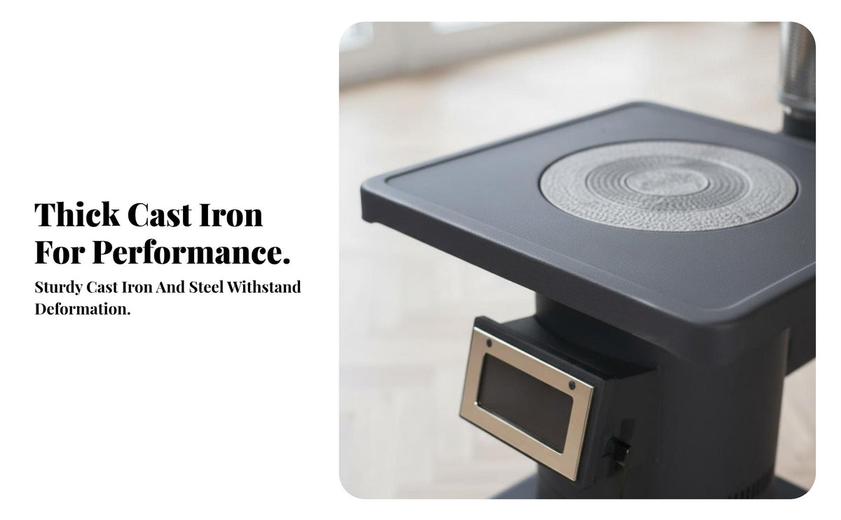 Cast Iron Smokeless Gasification Heater, Indoor Heating, double energy source Wood, Home Fireplace
