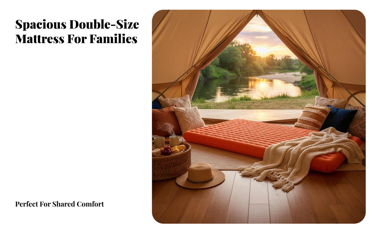 polyurethane Inflatable Mattress, 12cm Thick Double Camping Air Bed, Outdoor Tent Sleeping Pad