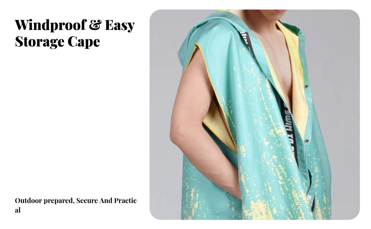 Swimming Cape, Quick-Dry Warm Hooded Poncho, active lifestyle Storage, Stylish Printed Design