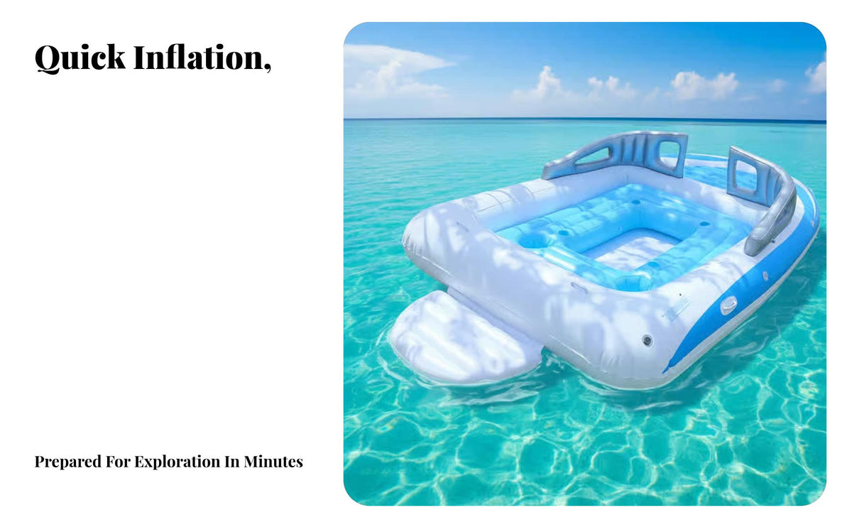 Inflatable Raft Boat for 6 People, Thickened Water mat, Multi-Person float Lounge