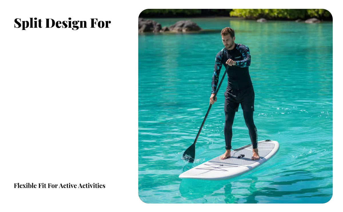 Men's Full torso Wetsuit, Quick Dry Rash Guard, Long Sleeve Split Swimsuit, UPF50+ Sun Protection, Surfing, Hot season