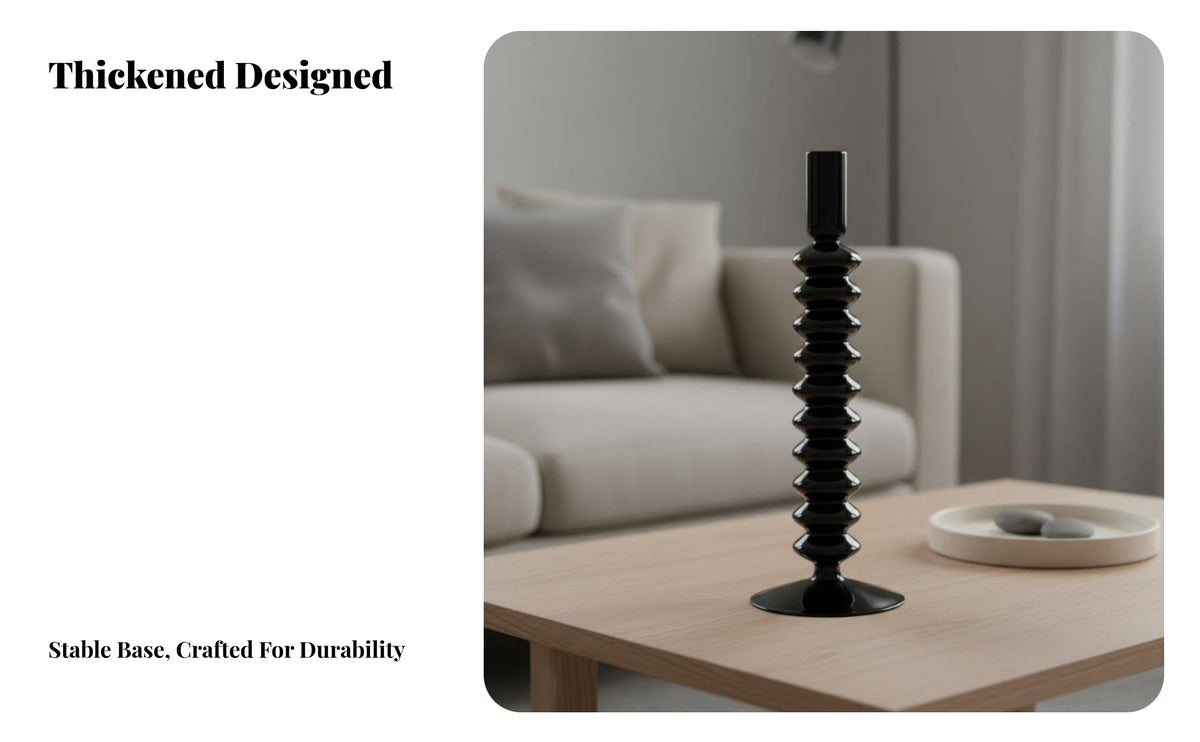 Nordic Black Glass Candle Holder, Modern Minimalist Decor, Desktop Accent