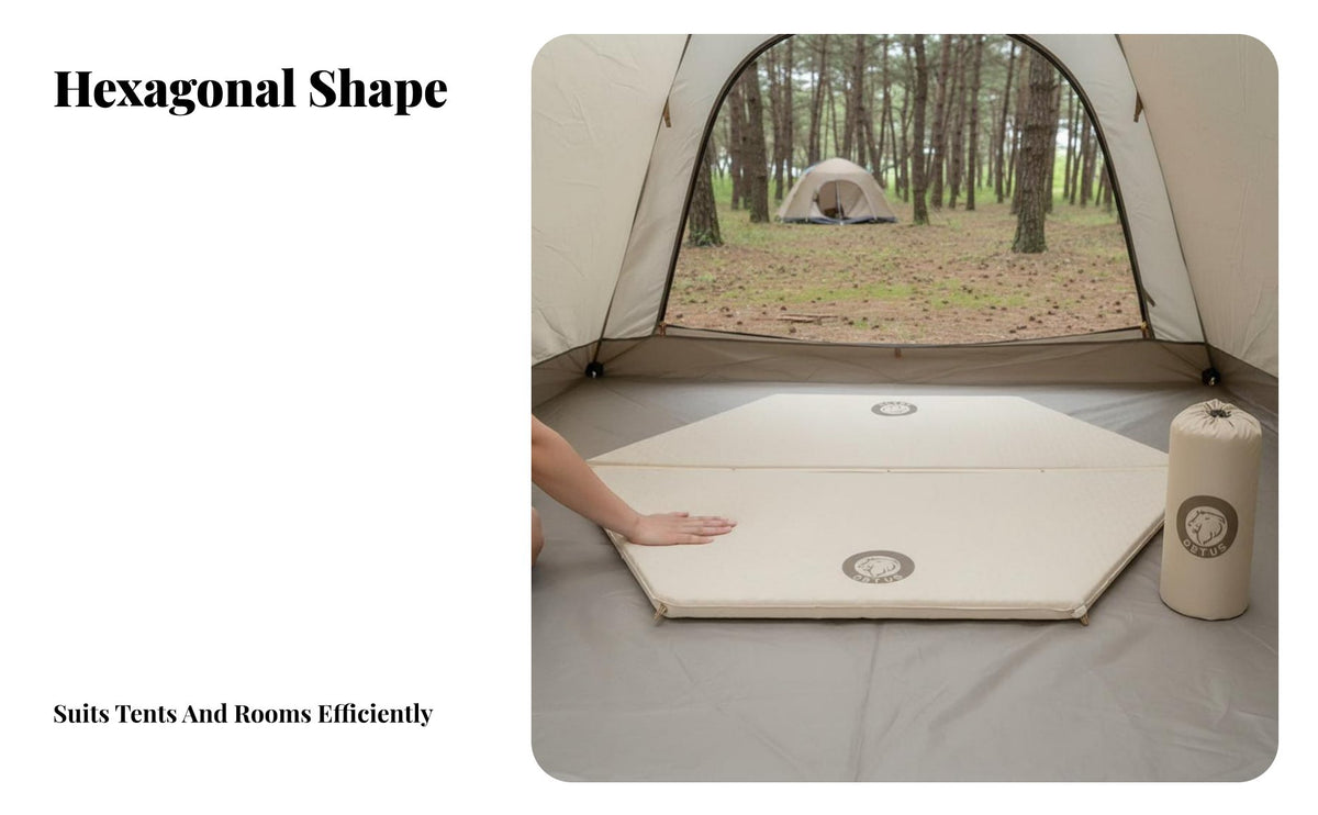 Camping Inflatable Mattress, Outdoor Hexagonal Air Bed, Automatic Inflation, Quiet Sponge design