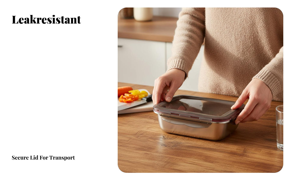 304 Stainless Steel Food Storage Container, Leakproof, Airtight, Portable, Fridge Organizer
