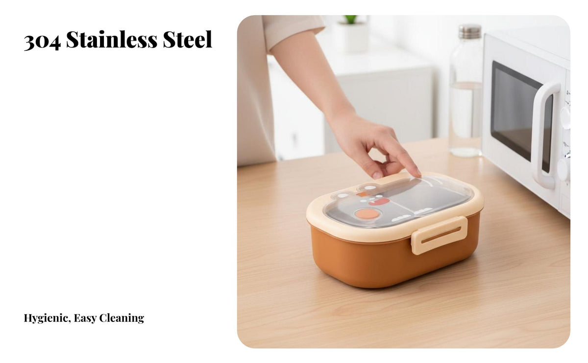 Cartoon Double-Tier Bento Box, Stainless Steel Lunch Box, Insulated Food Container for Girls, Students, Office Workers