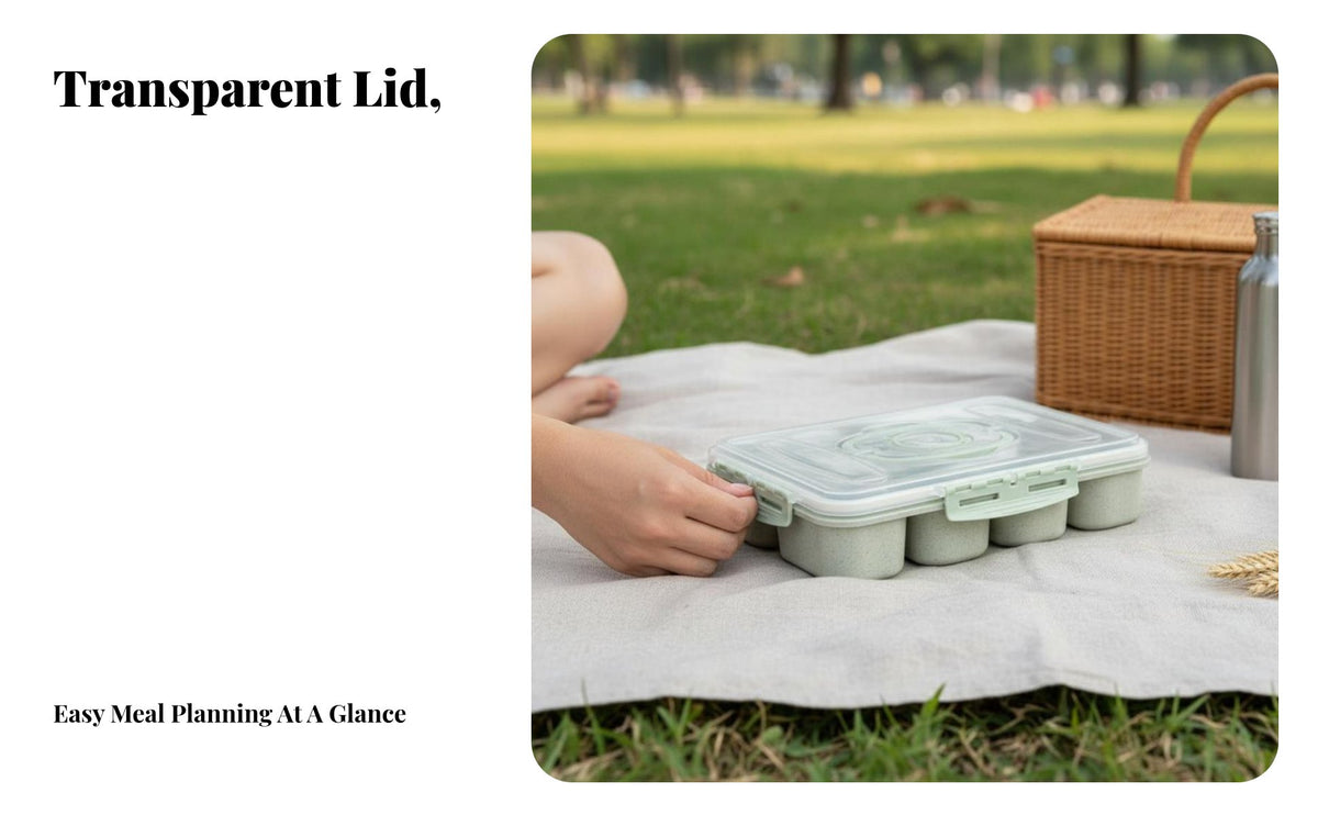 Outdoor Bento Box Lunch Container, Compartment Design, Portable with Spoon, Food Storage