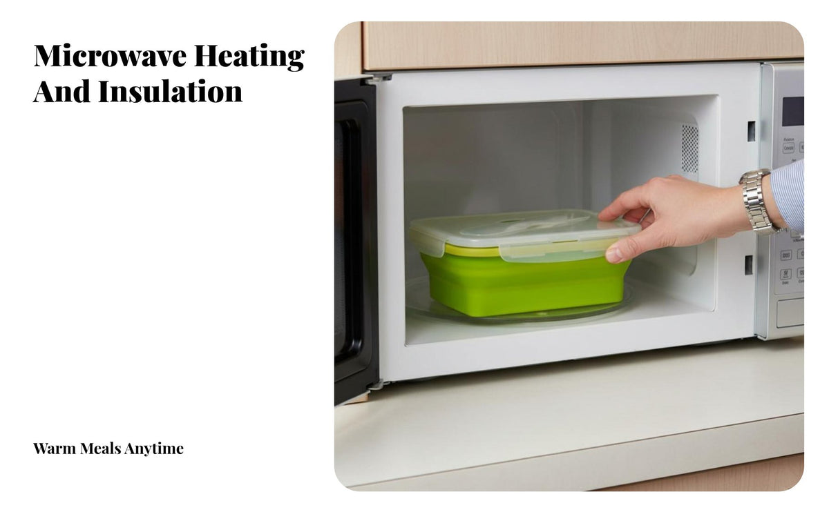 Rectangular Foldable Silicone Food Box, Microwave Safe, Adult Lunch Container