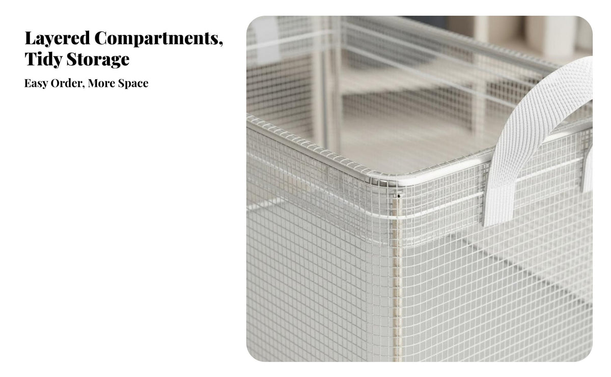 Clothing Storage Box, Transparent Steel Frame Organizer, Wardrobe Divider, Waterproof, Foldable