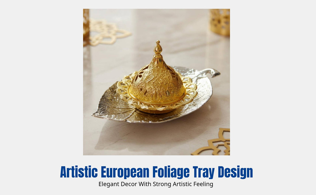 Gold Incense Burner, Handheld Metal Leaf Tray, European Design, Mini Aromatherapy Holder for Living Room, Holiday Decor
