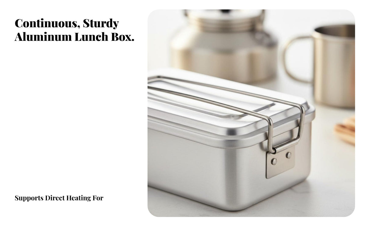 Outdoor Aluminum Lunch Box, Portable Square Bento Box, Camping, Travel, Dustproof Lid