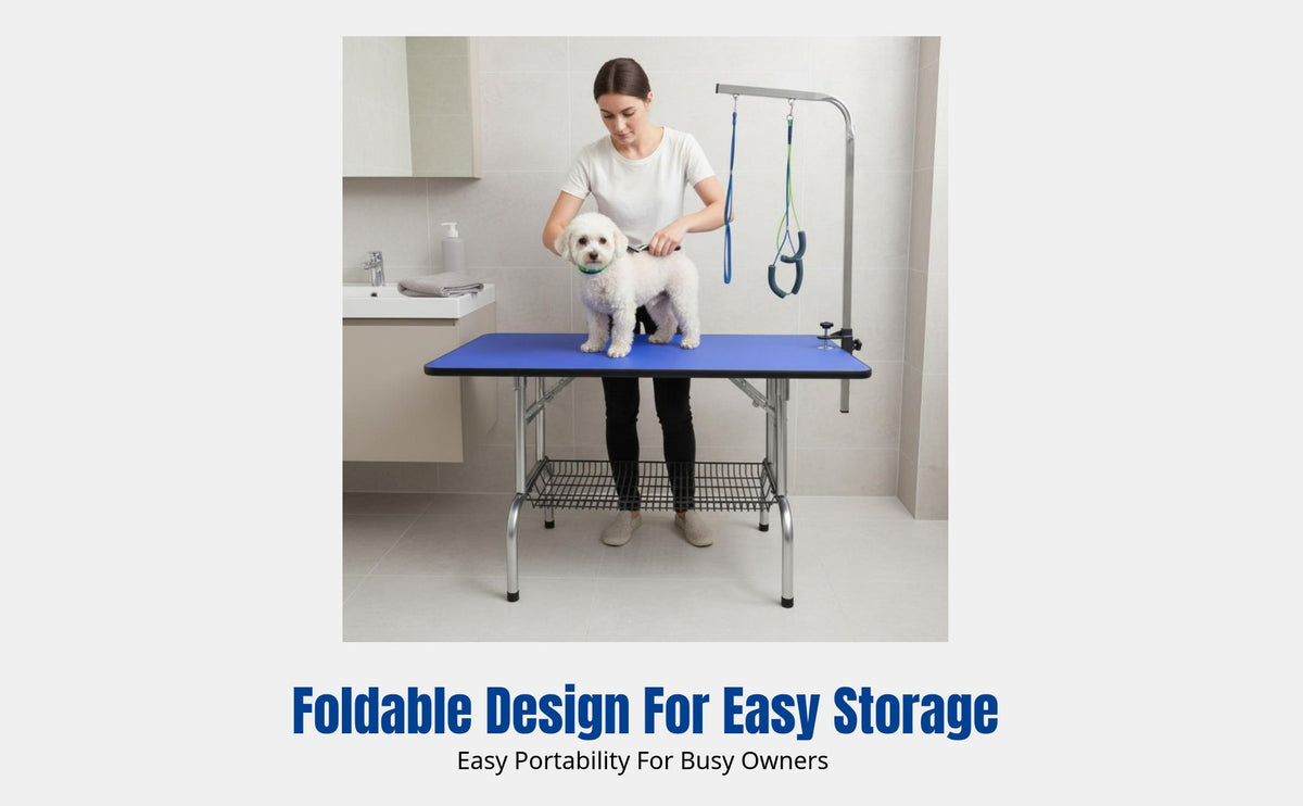 Pet Grooming Table, Foldable Bathing Table for Dogs and Cats, Non-Slip, Home Use, Stainless Steel, Portable