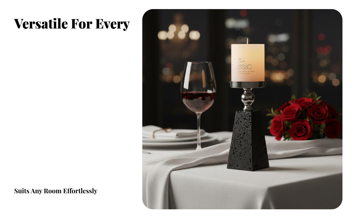 Nordic Luxury Black Marble Candle Holder, Modern Home Decor, Romantic Table Centerpiece