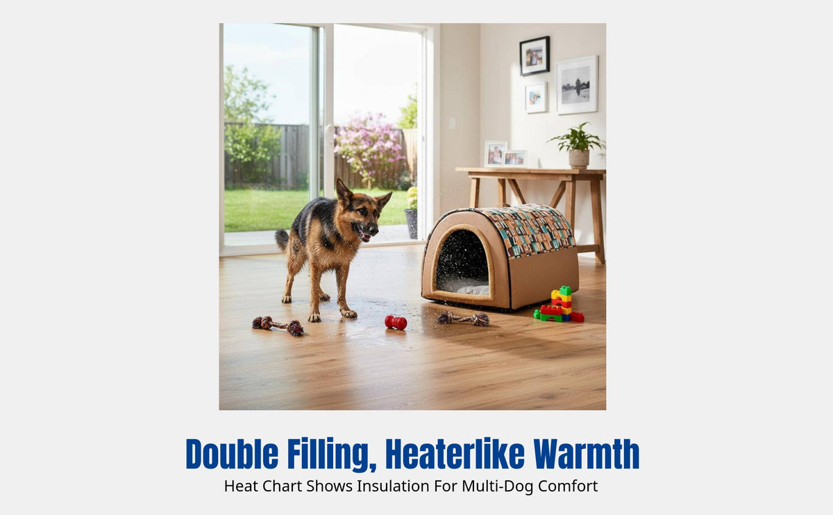 Large Dog Bed, Winter Warm Enclosed Kennel, Removable and Washable Pet House, Windproof, Soft Interior, All-Season Use
