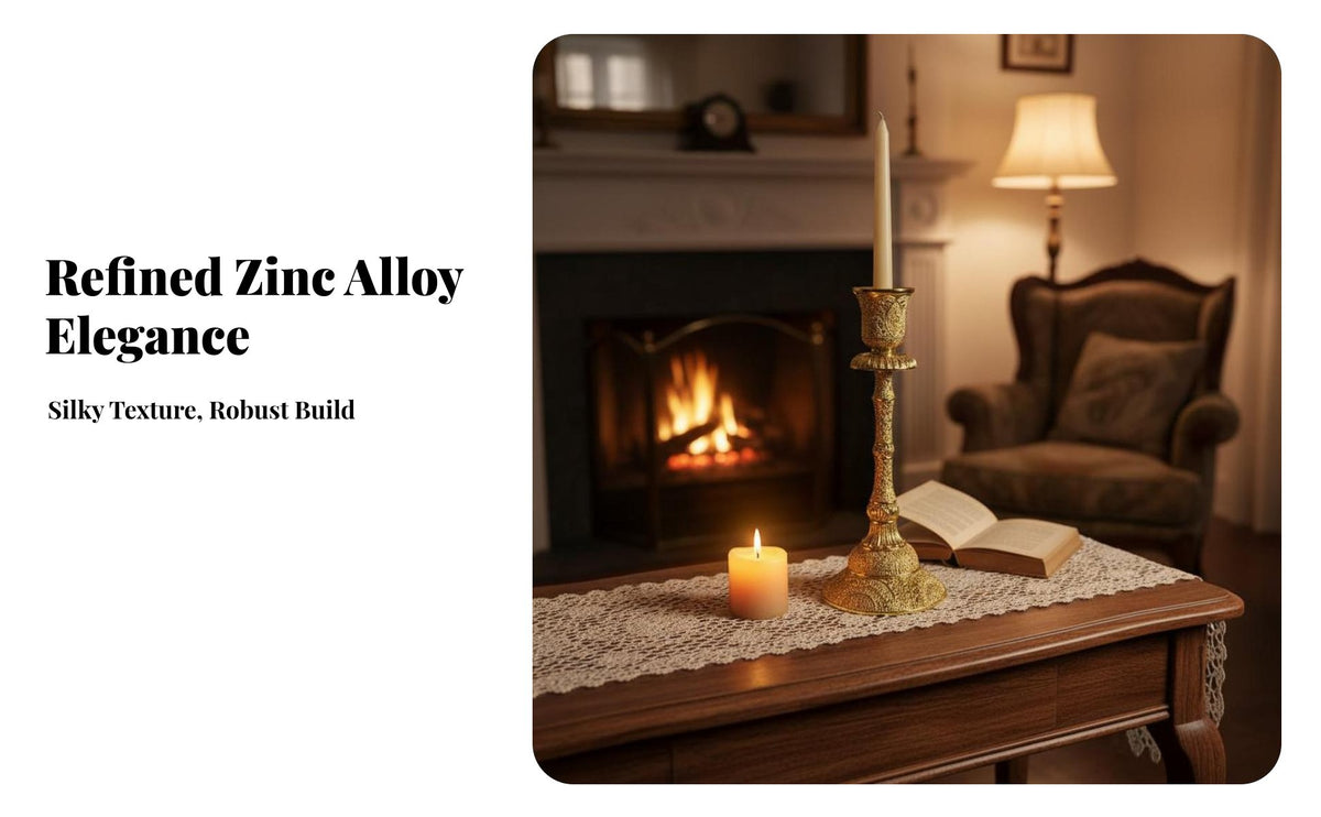 Zinc Alloy Candle Holder, Electroplated, French Vintage, Home Decor, Gold Silver