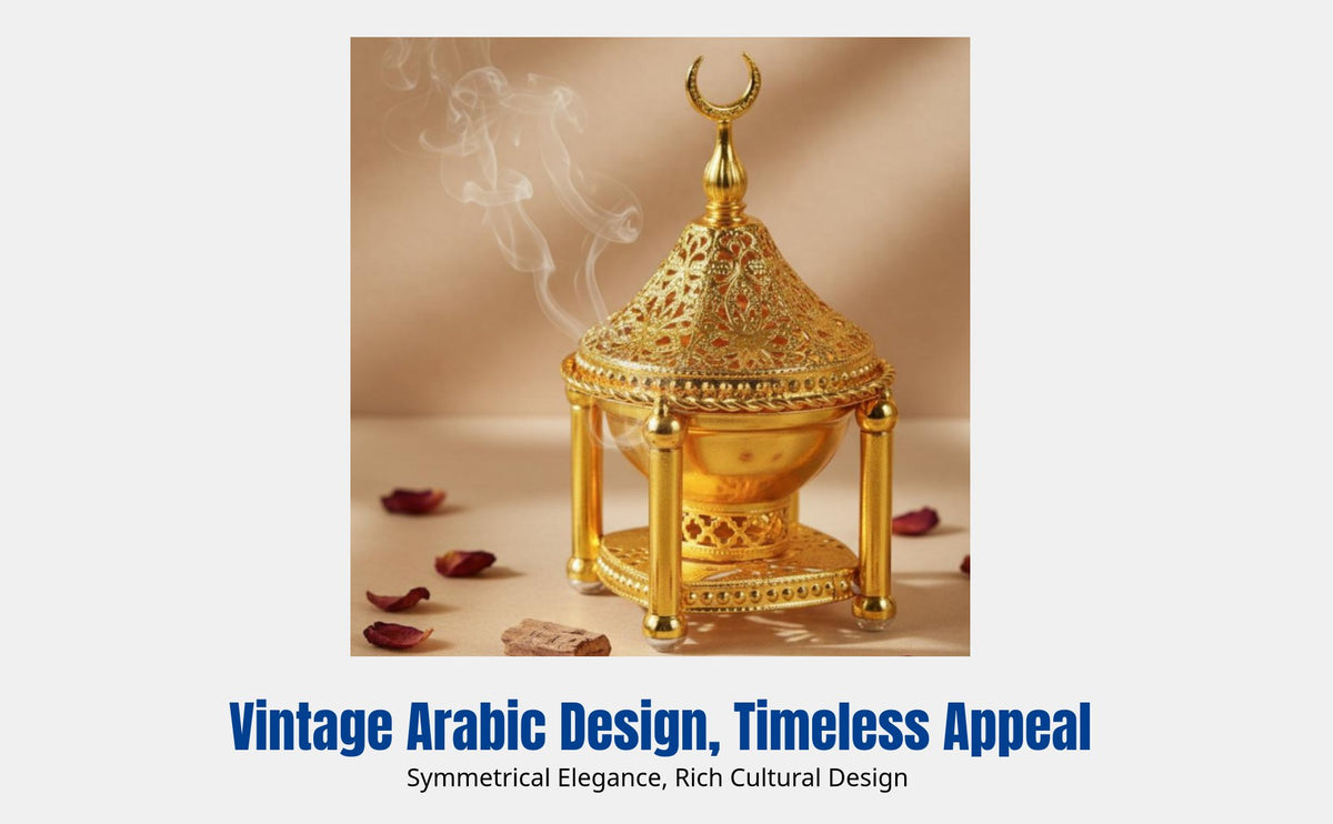 Metal Incense Burner, Middle Eastern Style, Gold Silver, No Wire, Alloy