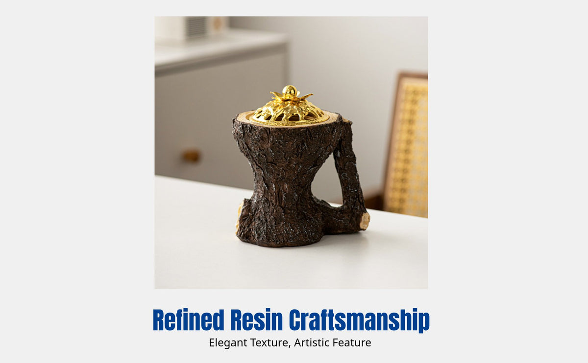 Middle Eastern Resin Incense Burner, Wood Grain Texture, Creative Desktop Aroma Diffuser, Living Room Decor