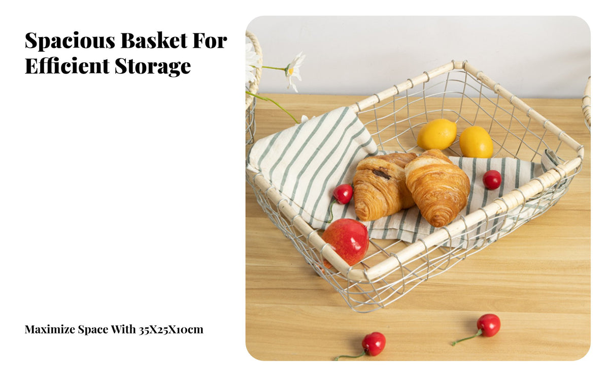 Bread Basket, Metal Wire Storage Basket, Japanese Nordic design, Hollow Mesh, Multi-Purpose Kitchen Organizer