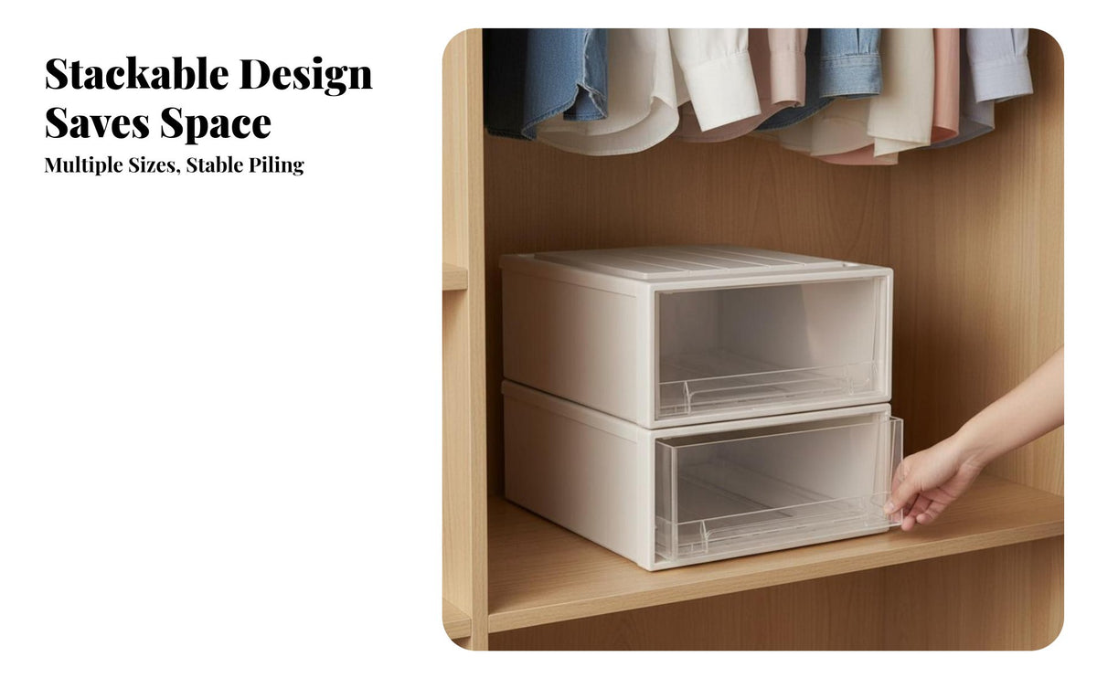 Drawer Storage Organizer, Clear Closet Bin for Clothes, Underwear, Home