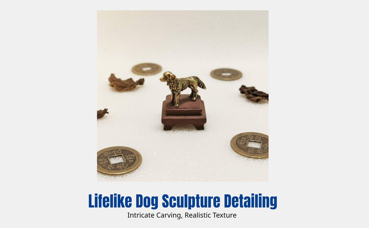 Copper Alloy Dog Figurine, Vintage Desktop Decor, Zodiac Tea Pet, Home Ornament