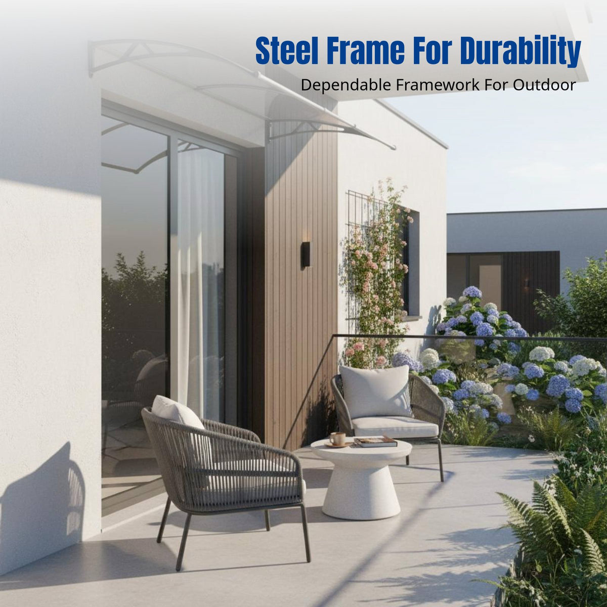 Thickened Polycarbonate Awning, Outdoor Balcony Cover, Sunshade Shelter, Heat Insulation, Sturdy Steel Frame