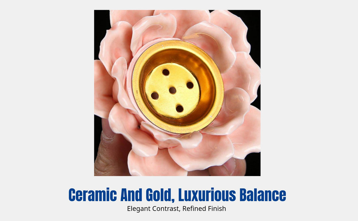 Arabian Handmade Incense Burner, Ceramic Lotus, Middle Eastern Style, Cream Coral, Home Decor