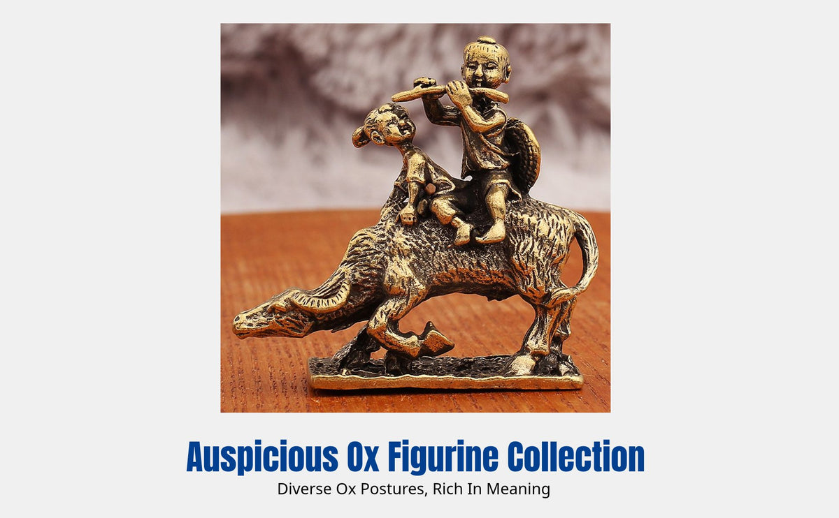 Brass Ox Figurine, Zodiac Desktop Decor, Vintage Tea Pet, Chinese Craft Gift
