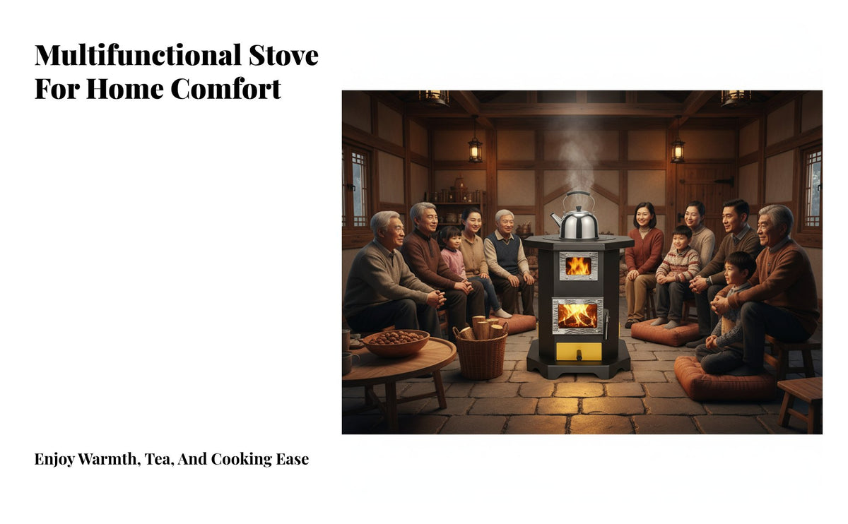 Indoor Wood Gasification Stove, Thickened Octagonal Heater, Multi-Functional for Rural Use
