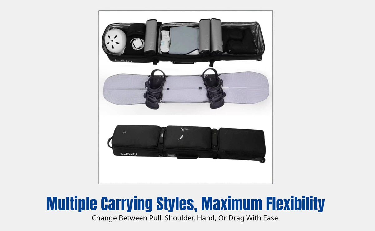 Ski Bag with Wheels, Universal Snowboard & Ski Gear Storage, Large Capacity, Waterproof, Durable, Multi-Carry Options