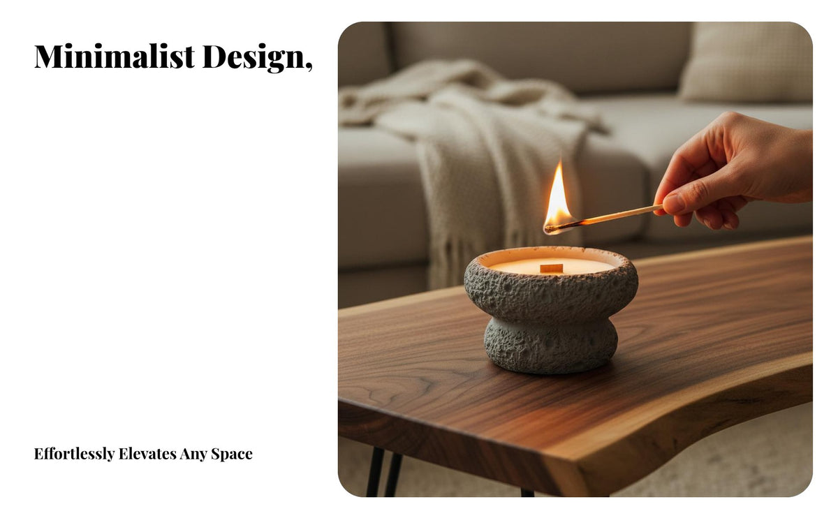 Cement Candle Holder, Meteorite Design, Scented Container, Minimalist Decor, Romantic Ambience