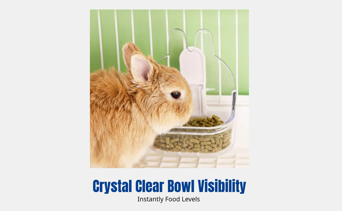 Rabbit Ear Food Bowl, Thickened Chew-Resistant Pet Feeder, Adjustable Height, ABS