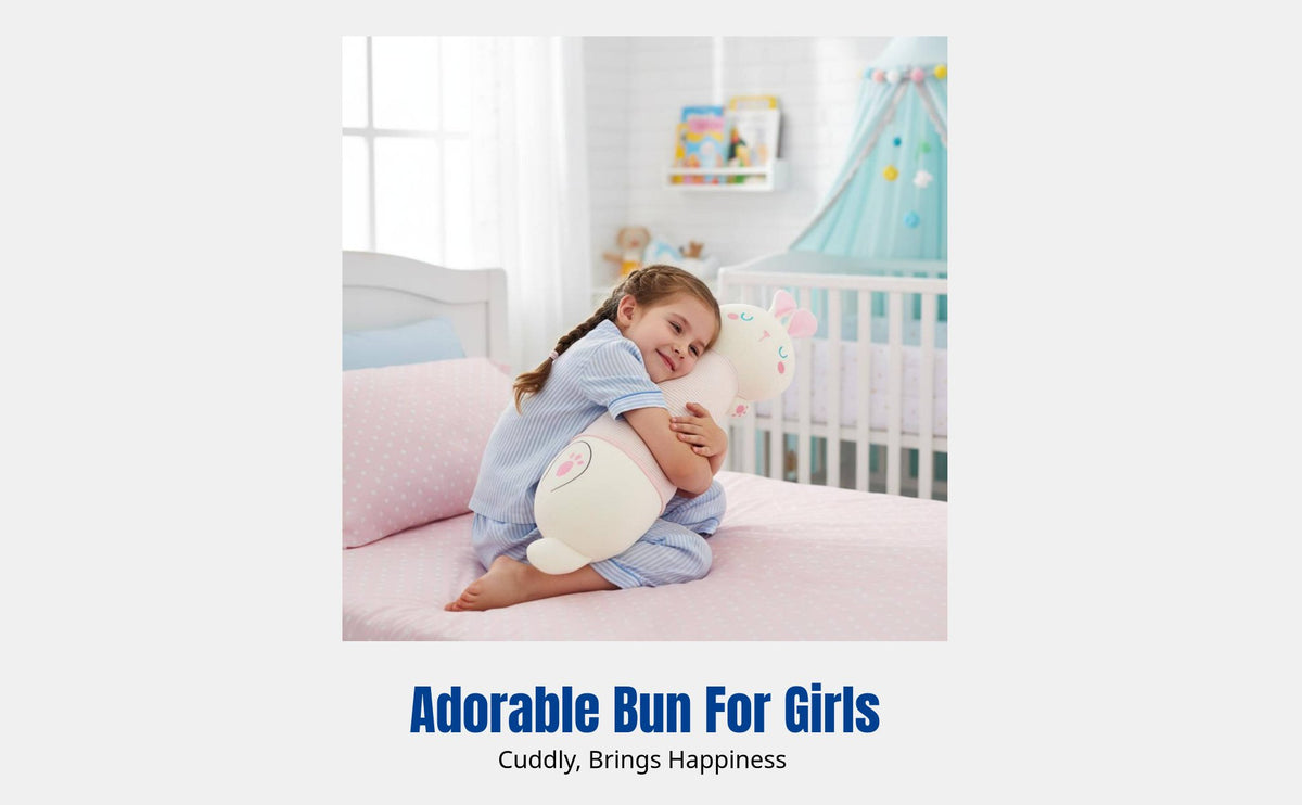 Kids Hugging Pillow, Plush Bunny, Premium Material, Girls, Soft Cartoon Sleep Buddy