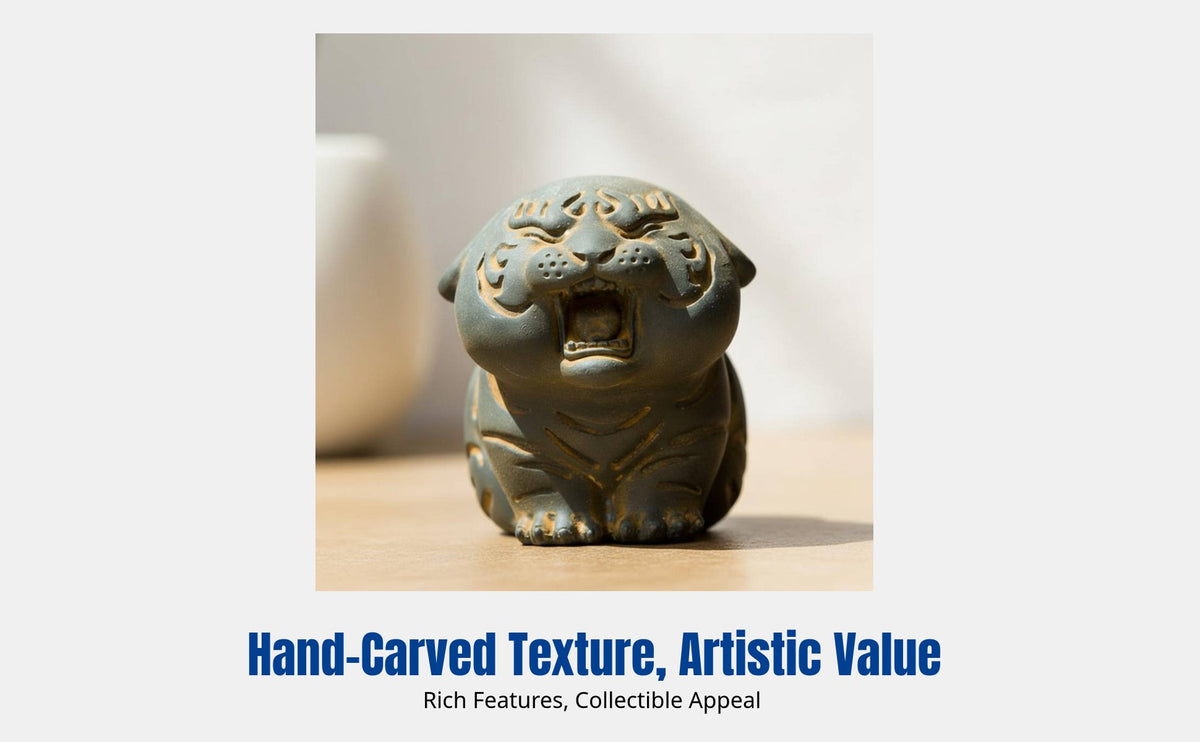 Mini Resin Tiger Sculpture, Creative Cast Iron Style, Cute Zodiac Desktop Decor