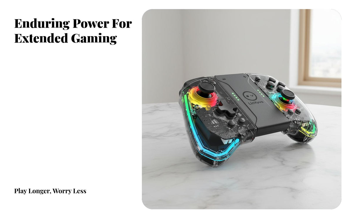 console Joycon Controller, RGB Lighting, Macro Function, Transparent Design, Compatible with console/console Lite/console OLED