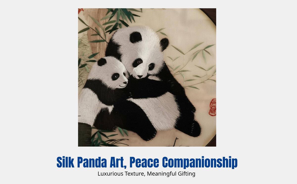 Double-Sided Shu Embroidery Panda Decor, Handmade Silk Art, Chinese Traditional Gift, Premium Souvenir for Overseas Guests