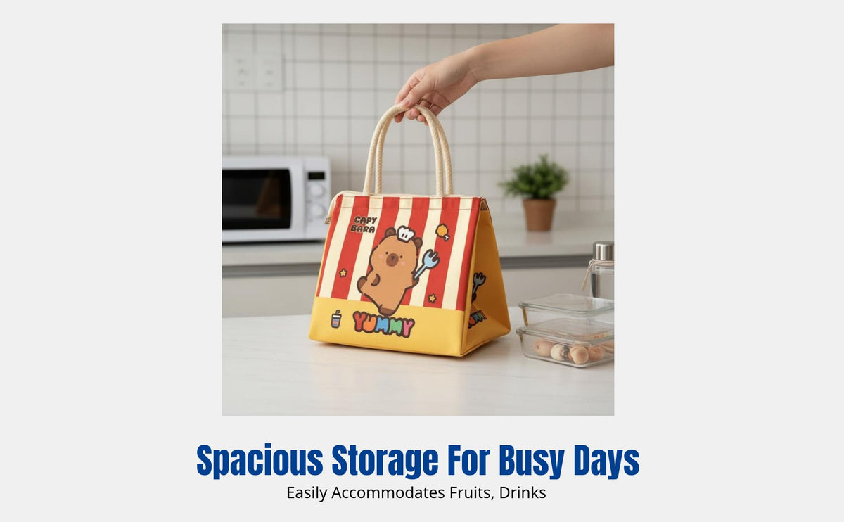 Capybara Lunch Bag, Cute Insulated Bento Tote, Large Capacity, Handheld, For Office Workers, Students