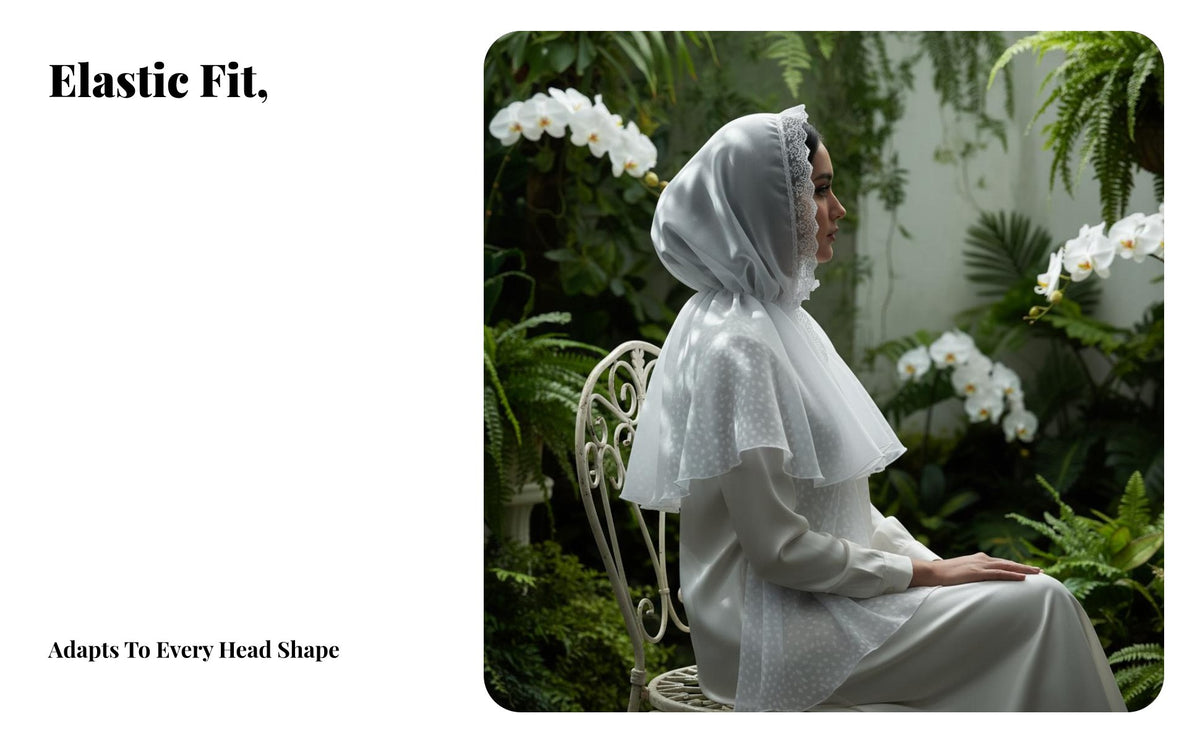 Malaysia Turban, Sheer Lace Splicing, Simple Solid Color, Elastic Headwrap for Women