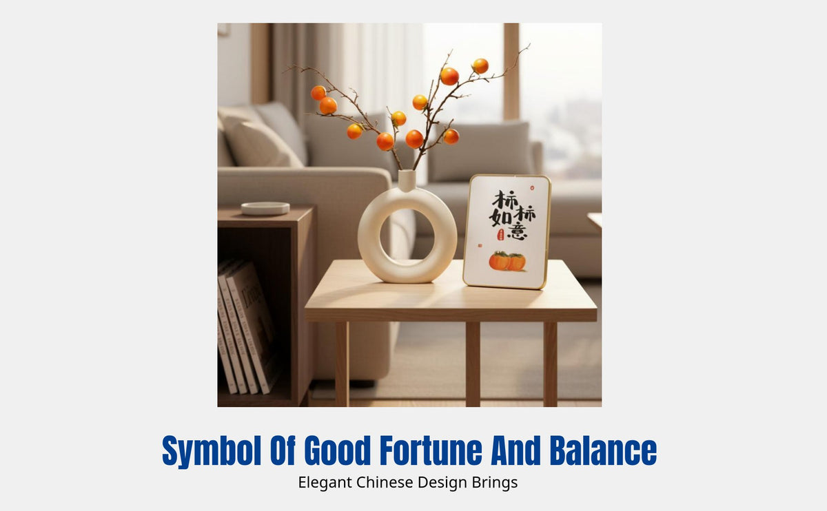 Artificial Persimmon Branch Decor, Faux Fruit Branch, Modern Minimalist Vase Decoration for Entryway, Fortune Home Accent