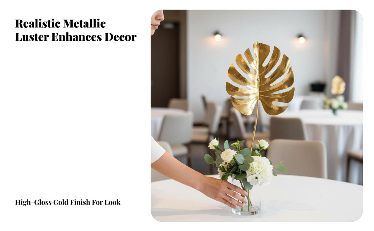 Gold Artificial Leaves, Silk Simulation Flower, Wedding Decoration, New Year Floral Arrangement