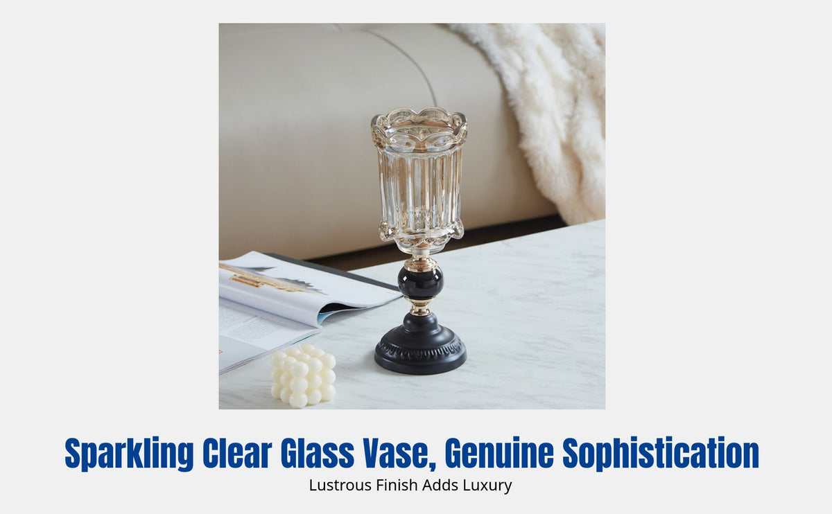 French Vintage Glass Vase, Desktop Flower Holder, Retro Home Decor for Living Room, Table, Office