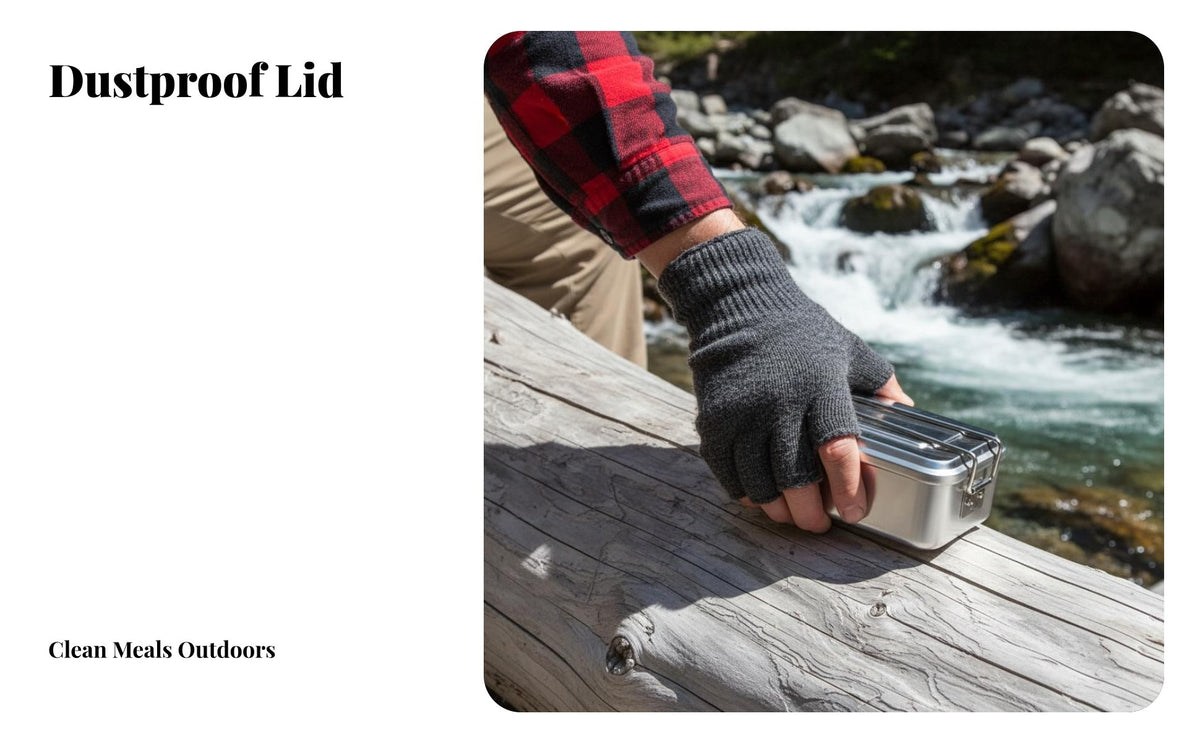 Portable Square Aluminum Lunch Box, Outdoor Bento Box, Camping, Outdoor Meal, Travel, Dustproof Lid