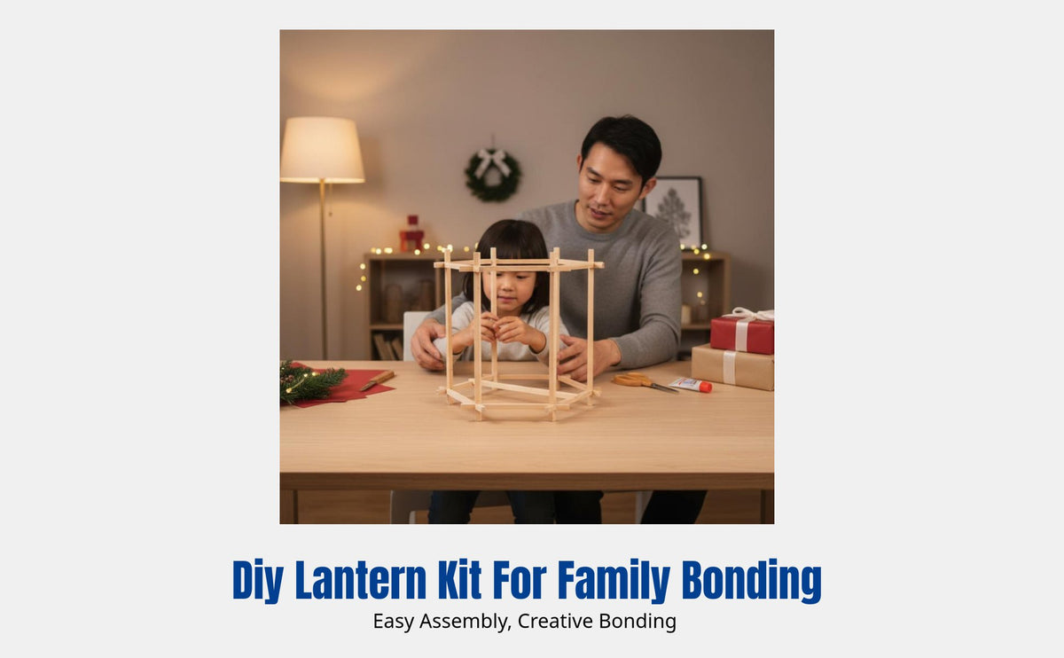Handmade Lantern DIY Kit, Traditional Mortise and Tenon Craft, Kids Handheld Lantern for Spring Festival, New Year, Lantern Festival